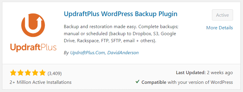 Updraftplus backup plugin