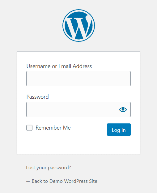 Wordpress login page