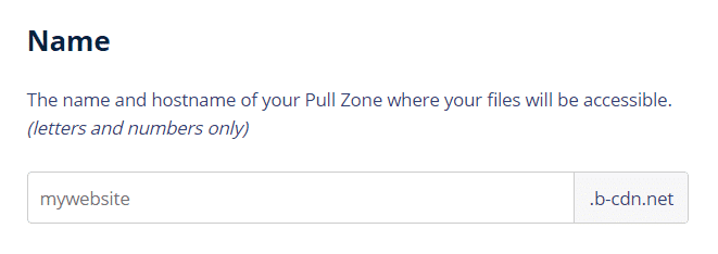 BunnyCDN Pull Zone Name