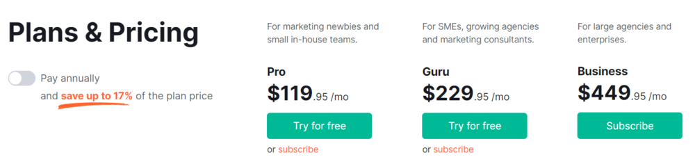 SEMrush Pricing Plans