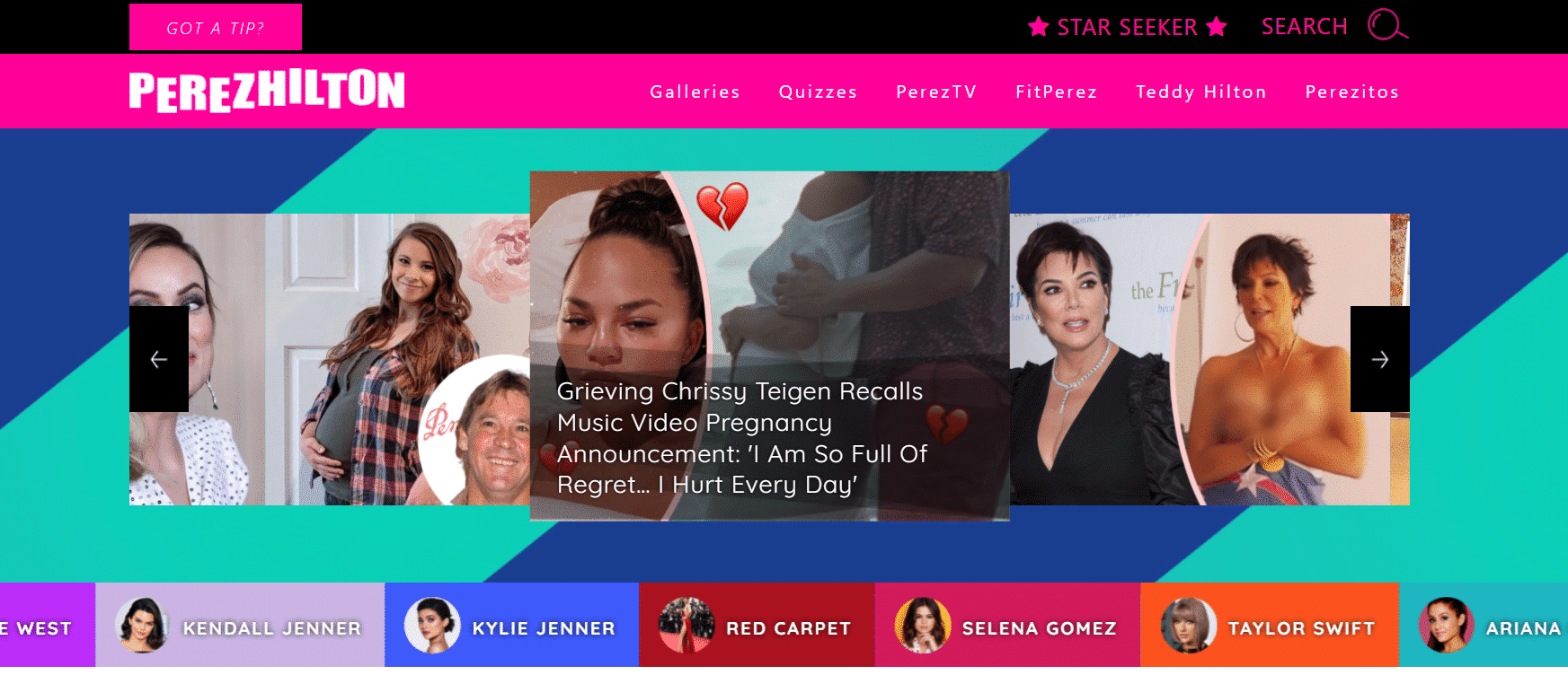 Perez Hilton Website Homepage