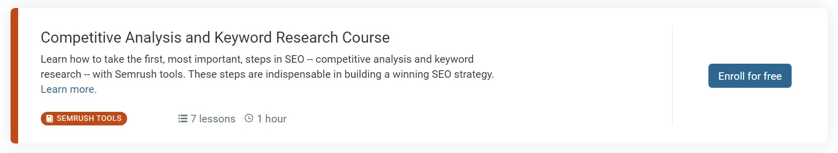 Competitive Analysis Course
