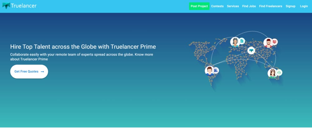 Truelancer platform to find freelancers
