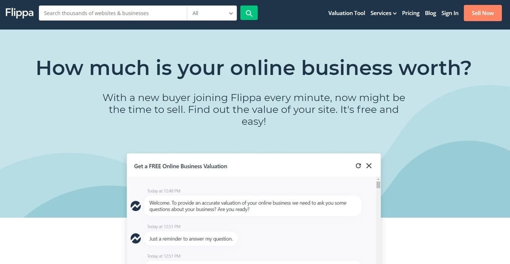 Flippa Business Valuation Tool