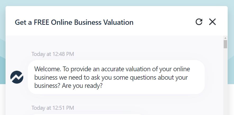 Flippa Valuation Tool Chatbox