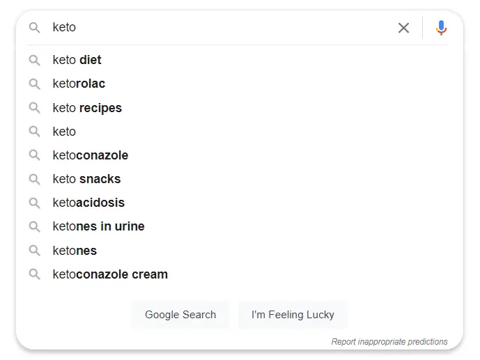 Google search keto