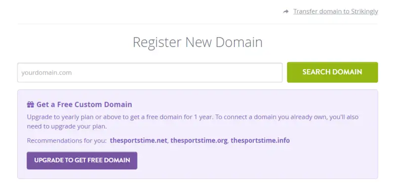 Register New Domain Inside Strikingly