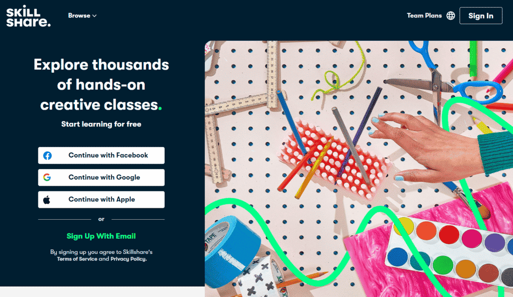 Skillshare Homepage