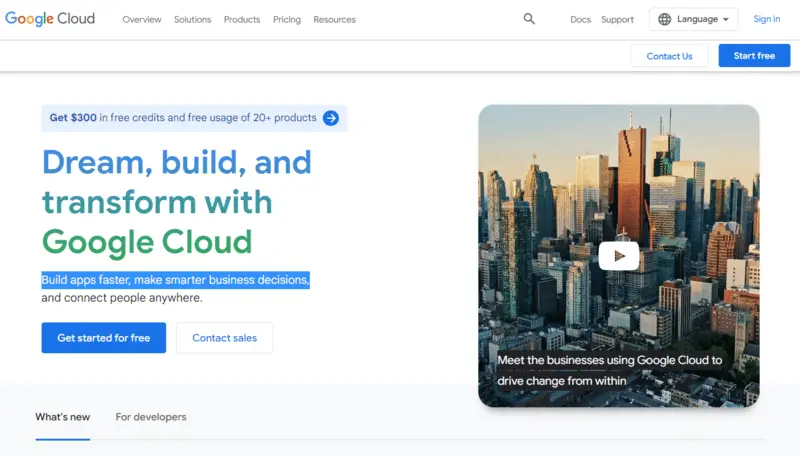 Google Cloud Landing Page