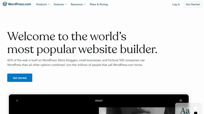 WordPress.com Landing page