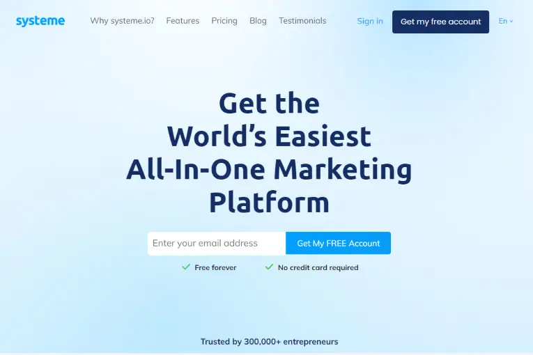 Systemeio landing page